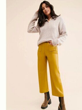 Maeve Anthropologie The Colette Cropped Vegan Leather Pants Sz 32